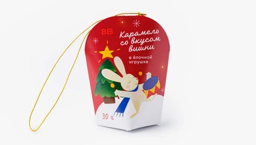 Карамель со вкусом вишни в ёлочной игрушке, 30г
