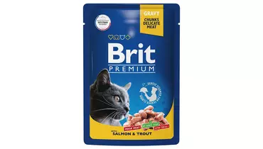 Изображение товара BRIT Premium Cat Adult Корм влаж.лосось/форель д/кошек пауч 85г