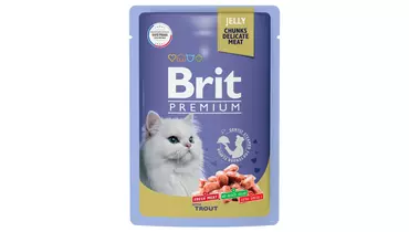 Изображение товара BRIT Premium Cat Adult Корм влаж.форель в желе д/кошек пауч 85г