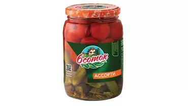 Ассорти 6 соток огурцы и&nbsp;помидоры черри маринованные с/б 680 г