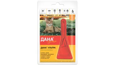Изображение товара Дана Ультра капли на холку для кошек до 4 кг против паразитов 100 г