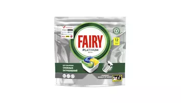 Изображение товара Капсулы Fairy Platinum All in One Лимон 12 шт для посудомоечной машины