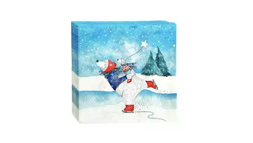 Изображение товара Бумажные салфетки Art Bouquet Медведи на катке 3-слойные 33 см 20 шт