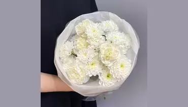 Пушистый белоснежный букет для любимой. Гвоздики и хризантемы FMART by flowwow