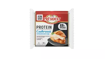 Изображение товара President Protein Сливочный плавленый сыр в ломтиках, 150 г