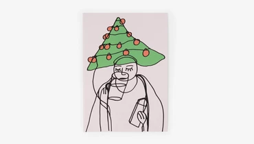 Изображение товара Открытка Елка с новогодним рисунком и праздничным дизайном