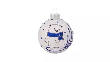 Изображение товара Игрушка елочная Коломеев Веселый медвежонок в подарочной упаковке, стеклянный шар, 6,5 см