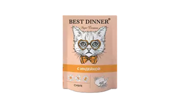 Изображение товара BEST DINNER Super Premium Влажный корм из индейки для кошек 85г пауч