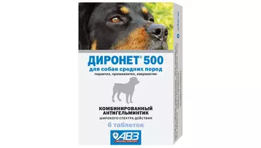 Изображение товара ДИРОНЕТ 500 таблетки для средних собак, 6 таблеток в упаковке