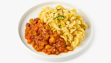 Чили кон карне с&nbsp;растительным "фаршем" и&nbsp;пастой Кампанелле с&nbsp;зеленым маслом