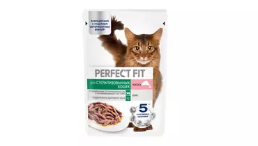 Изображение товара Корм влажный для стерилизованных кошек Perfect Fit с лососем 75&nbsp;г