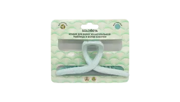 Изображение товара Заколка-краб для волос из натуральной пшеницы мятного цвета Solomeya HP003