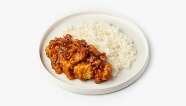 Филе минтая и&nbsp;трески в&nbsp;кисло-сладком соусе с&nbsp;ананасом и&nbsp;рисом