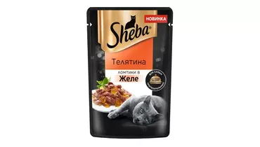 Изображение товара Влажный корм для кошек Sheba Ломтики в желе с телятиной, 75гр