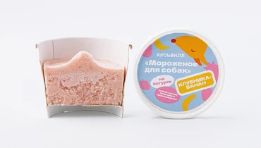 Мороженое йогуртовое для собак: клубника-банан