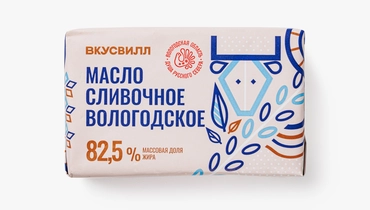 Масло "Вологодское" сливочное 82,5%, 200 г