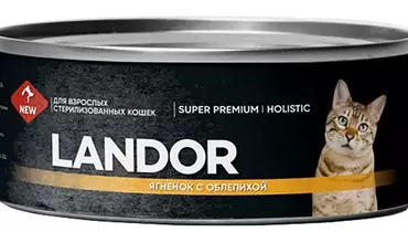 Изображение товара Влажный корм LANDOR Holistic для стерилизованных кошек ягненок с облепихой 100гр