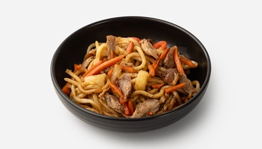 Изображение товара Вок с уткой овощами и ананасом - готовое блюдо 390 рублей
