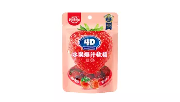 Изображение товара Жевательные конфеты Amos 4D с соком клубники 65 г натуральный вкус