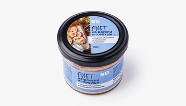 Риет из форели и горбуши с сыром "Риккота" и вялеными томатами, 100 г