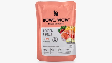 Изображение товара BOWL WOW Влажный корм для стерилизованных кошек с лососем 85 г
