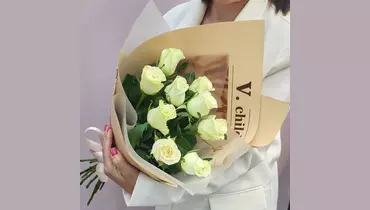 Изображение товара Белая роза 9 штук в упаковке FMART by flowwow