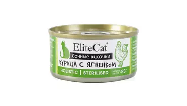 Изображение товара ELITECAT Дополнительное питание для кошек сочные кусочки Курица с ягненком 85г