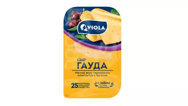 Изображение товара Сыр Viola Гауда 45% нарезка 120 г твердый сыр с глазками