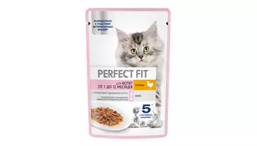 Изображение товара Корм влажный для котят Perfect Fit курица в соусе пауч 75&nbsp;г