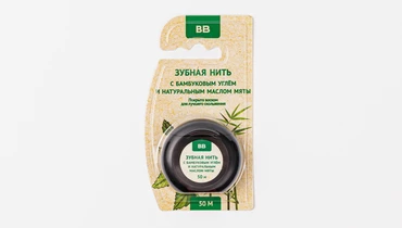Зубная нить с бамбуковым углем, 50 м