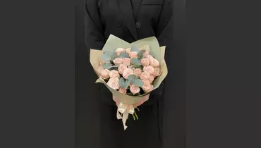 Монобукет из&nbsp;Кустовой пионовиднойрозы Бомбастик 9 шт FMART by flowwow