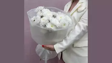 Изображение товара Монобукет из белоснежной кустовой хризантемы балтика FMART by flowwow