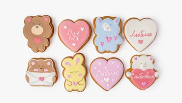 Изображение товара Имбирный пряник День влюбленных с декором 1 шт