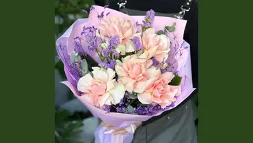 Красивый букет французские розовые розы «Волшебный» FMART by flowwow