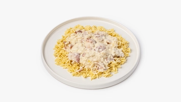 Изображение товара Паста Орзо с беконом и сливочным соусом ВкусВилл 250 г быстрое блюдо