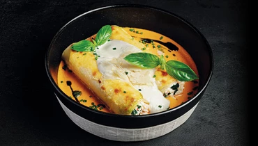 Каннеллони краб-креветки с соусом биск «Дары Камчатки»