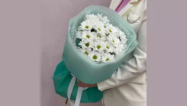 Изображение товара Белая ромашковая хризантема в упаковке FMART by flowwow