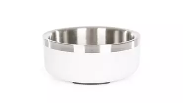 Изображение товара Металлическая миска для животных с двойными стенками 400 мл белая
