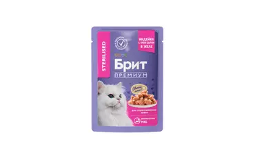 Изображение товара BRIT Premium Cat Sterilised Корм влаж.индейка с сыром в желе д/стерилизованных кошек пауч 85г