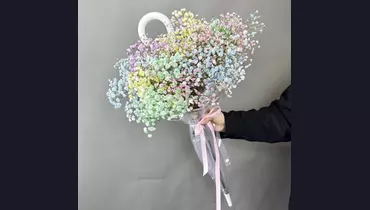 Букет радужной гипсофилы в&nbsp;зонтике FMART by flowwow