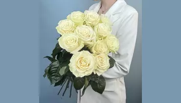 Белые высокие розы FMART by flowwow