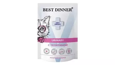 Изображение товара Влажный корм для кошек BEST DINNER Vet Profi Exclusive Urinary 85г кусочки в соусе