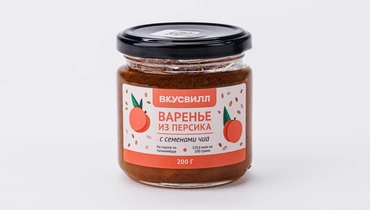 Варенье из персика с семенами чиа на сиропе из топинамбура, 200 г