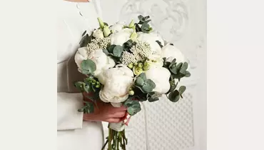 Изображение товара Свадебный букет из пионов, озотамнуса и эустомы