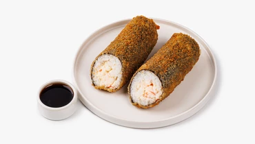 Ролл темпура с крабовым мясом (имитация) с соевым соусом