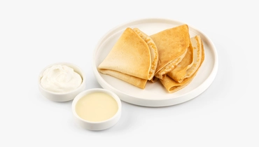 Блины со сметаной и&nbsp;сгущённым молоком (3 шт), кафе