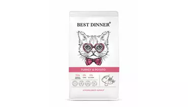 Изображение товара BEST DINNER Sterilised Adult Turkey&Potato сухой корм для стерилизованных кошек 400г