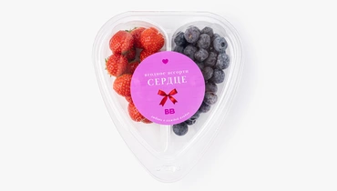 Изображение товара Ассорти ягодное Голубика и клубника в упаковке сердце 200 г