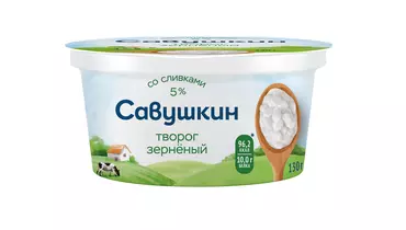 Изображение товара Зерненый творог Савушкин продукт 101 зерно с сливками 5% 130 г