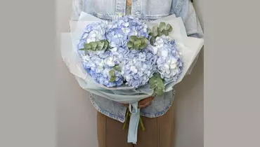 Изображение товара Голубые гортензии с эвкалиптом - премиум букет 1000 г от FMART by flowwow